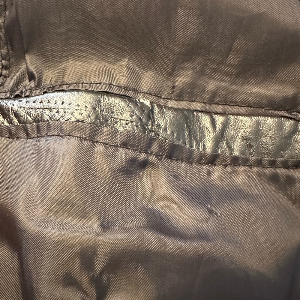 Women's Black Patchwork Leather Jacket Mid Hip Sm… - image 8